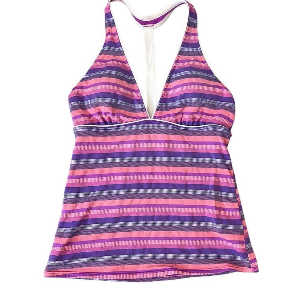 Athleta Tankini Stripes Athletic Tank Top Padded Swim wear S